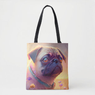 Mops Hund Tierportrait Painting Pet-Zeichen Tasche