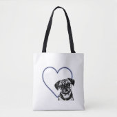 Mops Hund tragen Brille Blue Heart Design Tote Bag Tasche (Vorderseite)