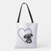 Mops Hund tragen Brille Blue Heart Design Tote Bag Tasche (Rückseite)