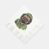 Mops Hund trägt grüne Hoodie Serviette (Ecke)