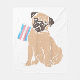 Mops Hund Transgender-Flagge Trans Pride LGBT Anim Fleecedecke