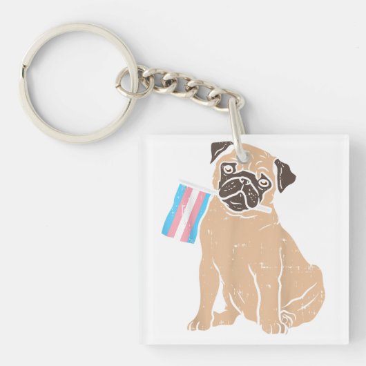 Mops Hund Transgender-Flagge Trans Pride LGBT Anim Schlüsselanhänger (Vorderseite)