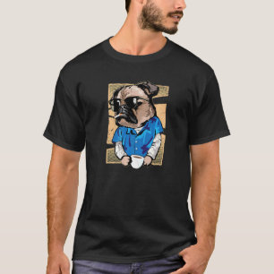 Mops Hund trinkt Kaffee Vintage Retro Fan T-Shirt