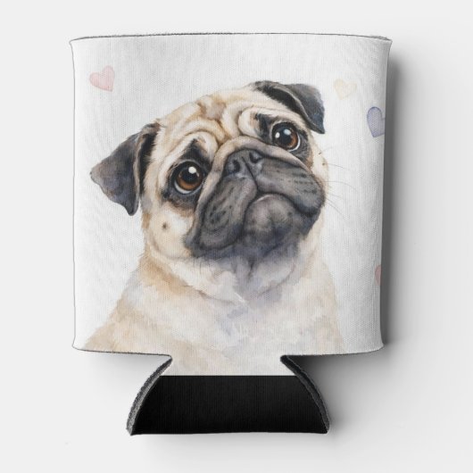 Mops-Hund und Herzen süß Dosenkühler (Vorderseite)