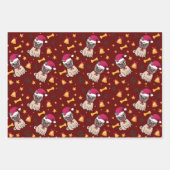 Mops Hund und Weihnachtsmannmütze Weihnachten Geschenkpapier Set (Vorderseite 3)