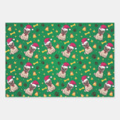 Mops Hund und Weihnachtsmannmütze Weihnachten Geschenkpapier Set (Vorderseite 2)