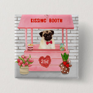 Mops Hund Valentinstag Kissing-Stand Button