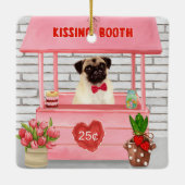 Mops Hund Valentinstag Kissing-Stand Keramikornament (Rückseite)