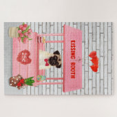 Mops Hund Valentinstag Kissing-Stand Puzzle (Horizontal)
