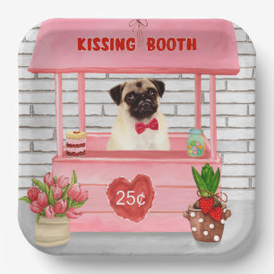 Mops-Hund Valentinstag Küssstand Pappteller