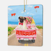 Mops Hund Valentinstag Lkw Herz Keramikornament (Links)