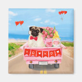 Mops Hund Valentinstag Lkw Herz Magnet (Vorne)