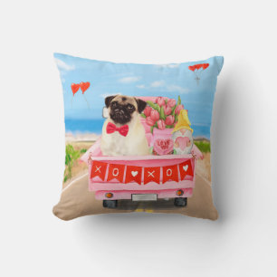 Mops-Hund Valentinstag LKW Herzen Kissen