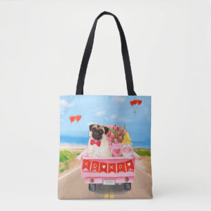 Mops-Hund Valentinstag LKW Herzen Tasche