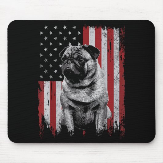 Mops Hund Vater Mutter Amerika 4. Juli Patriotisch Mousepad (Vorne)