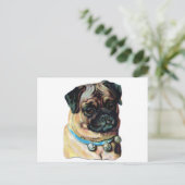 Mops-Hund Vintage Postkarte (Stehend Vorderseite)