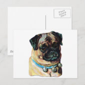 Mops-Hund Vintage Postkarte (Vorne/Hinten)