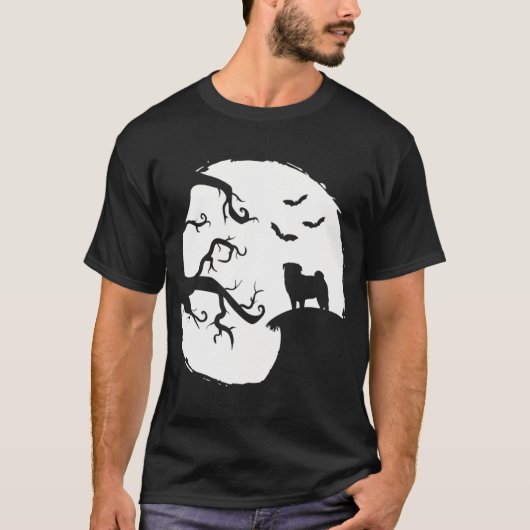 Mops Hund Vollmond T-Shirt (Vorderseite)
