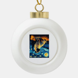 Mops Hund von van gogh Sternennacht Halloween Lust Keramik Kugel-Ornament
