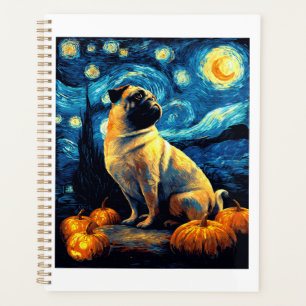 Mops-Hund von Van Gogh Sternennacht Halloween Lust Planer