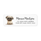 Mops-Hund Wasserfarben-Illustration Rücksendeadres (Vorne)