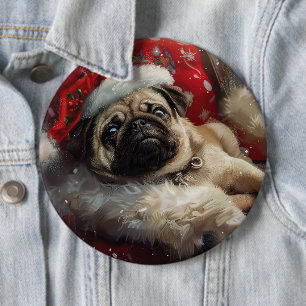 Mops Hund Weihnachten Button