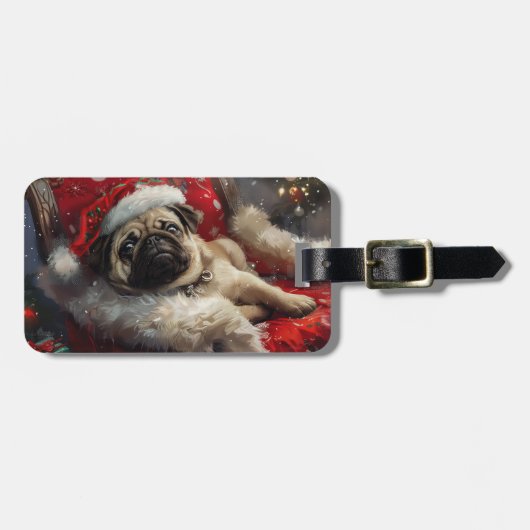 Mops Hund Weihnachten Gepäckanhänger (Vorderseite horizontal)