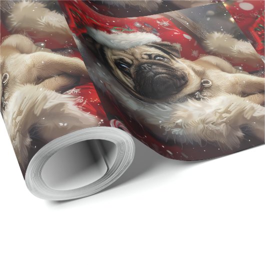 Mops Hund Weihnachten Geschenkpapier (Rolleneckpunkt)