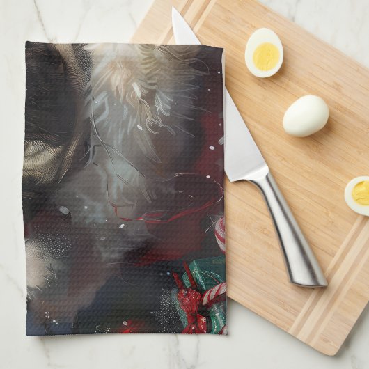 Mops Hund Weihnachten Geschirrtuch (Viertel Falte)