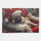 Mops Hund Weihnachten Geschirrtuch (Horizontal)