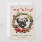 Mops Hund Weihnachten glücklich Pawlidays Feiertag (Vorderseite)