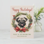 Mops Hund Weihnachten glücklich Pawlidays Feiertag (Stehend Vorderseite)