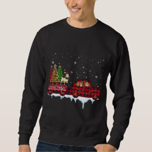 Mops Hund Weihnachten Kariert Leopard Truck Santa Sweatshirt