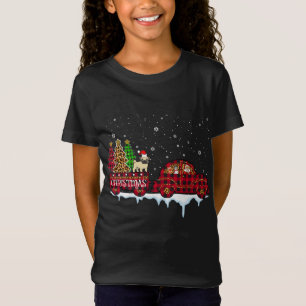 Mops Hund Weihnachten Kariert Leopard Truck Santa T-Shirt