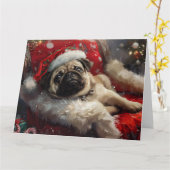 Mops Hund Weihnachten Karte (Gelbe Blume)