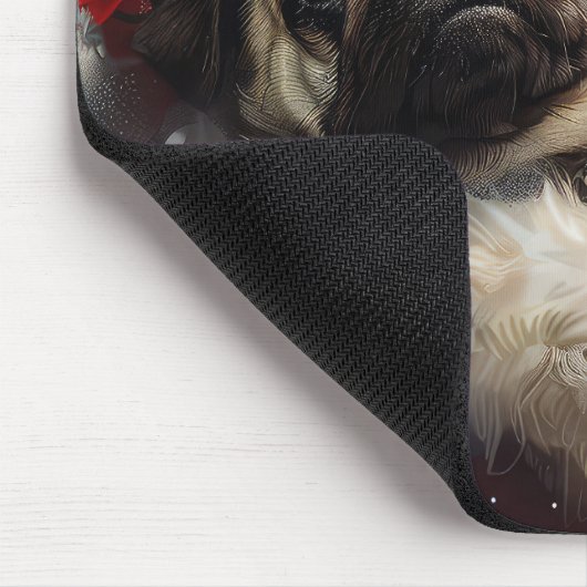 Mops Hund Weihnachten Mousepad (Ecke)