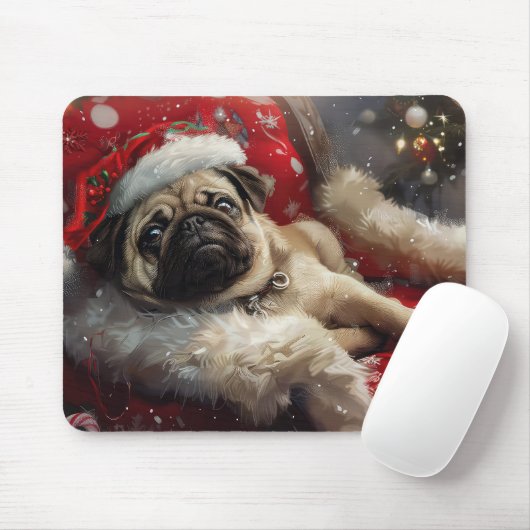 Mops Hund Weihnachten Mousepad (Mit Mouse)
