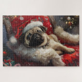 Mops Hund Weihnachten Puzzle (Horizontal)
