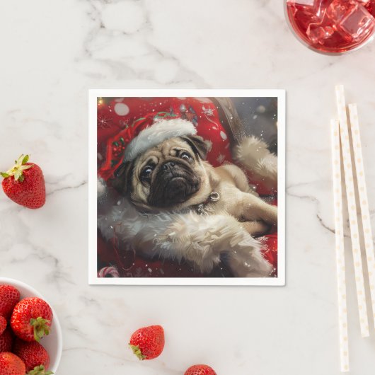 Mops Hund Weihnachten Serviette (Beispiel)