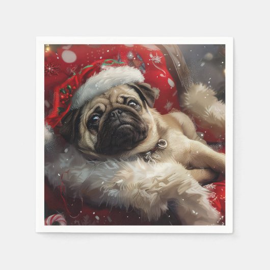 Mops Hund Weihnachten Serviette (Vorderseite)