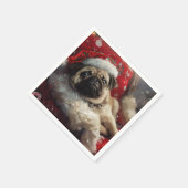Mops Hund Weihnachten Serviette (Ecke)