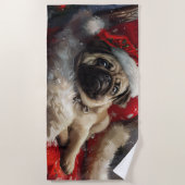 Mops Hund Weihnachten Strandtuch (Vorderseite)