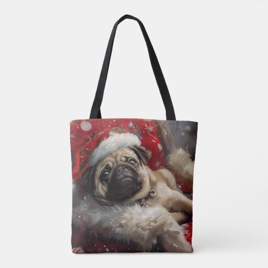 Mops Hund Weihnachten Tasche (Rückseite)