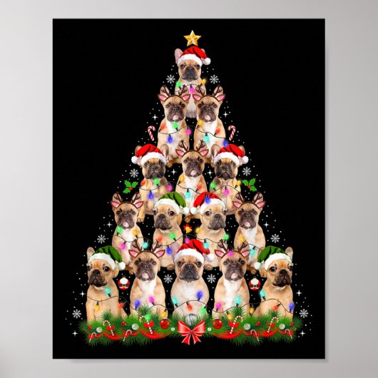 Mops Hund Weihnachtsbaum Lichter Funny Xmas Männer Poster (Vorne)