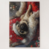 Mops-Hund Weihnachtsfestlich Puzzle (Vertikal)