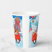 Mops Hund Weihnachtslieferung LKW Schnee Pappbecher (Links)