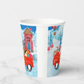 Mops Hund Weihnachtslieferung LKW Schnee Pappbecher (Rechts)