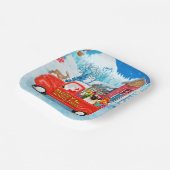 Mops Hund Weihnachtslieferung LKW Schnee Pappteller (Gewinkelt)