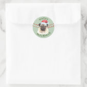 Mops Hund Weihnachtsmannmütze Happy Holidays Runder Aufkleber (Tasche)
