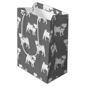 Mops Hund Welpe Medium Geschenktasche Mittlere Geschenktüte (Rückseite Schrägansicht)
